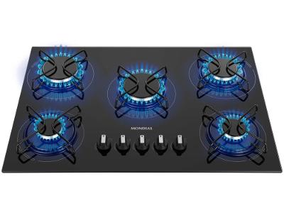 Cooktop 5 Bocas Mondial a Gás GLP Preto
