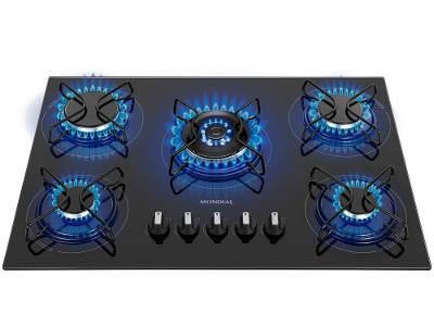 Cooktop 5 Bocas Mondial a Gás GLP Preto
