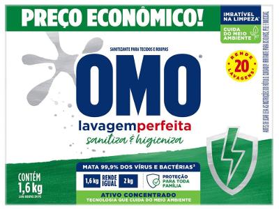Sabão em Pó Omo Lavagem Perfeita Sanitiza e Higieniza Concentrado 1,6kg