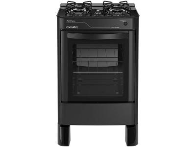 Fogão 4 Bocas Esmaltec Preto Mesa de Vidro Agata Glass 4090