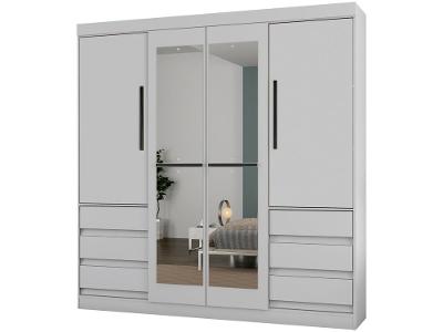 Guarda-roupa Casal com Espelho 4 Portas 6 Gavetas Araplac Atraente Sofia