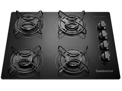 Cooktop 4 Bocas Continental a Gás GLP Preto