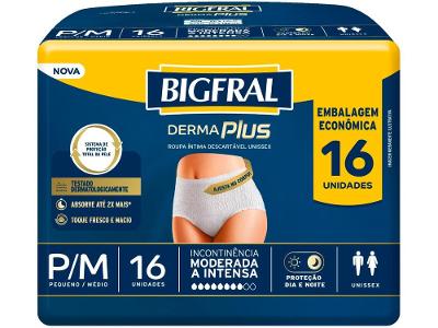 Roupa Íntima Descartável Bigfral P/M Derma Plus 16 Unidades