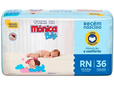 Fralda Turma da Mônica Baby Tam. RN até 4,5kg
