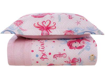 Cobre-leito Infantil Solteiro Karsten 100% Algodão 180 Fios Magia do Mar Rosa 2 Peças