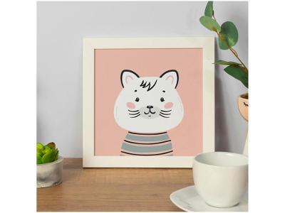 Quadro Decorativo Infantil Gato 24x24cm 