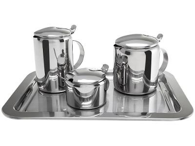 Jogo de Chá e Café 5 Peças Forma Inox Canova