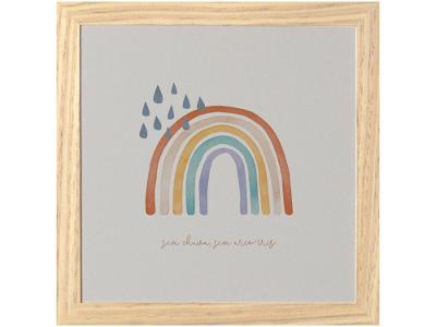 Quadro Decorativo Chuva Arco-íris 23,5x23,5cm