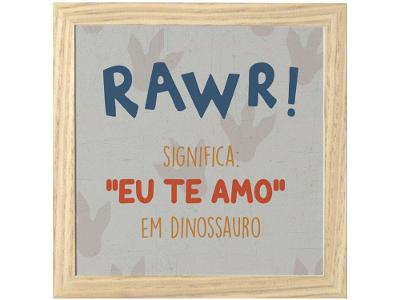 Quadro Decorativo Dino Rawr 23,5x23,5cm 