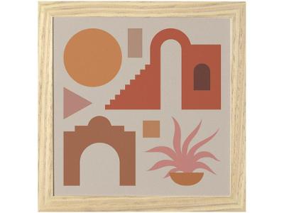 Quadro Decorativo Mid Century Casinha 23,5x23,5cm