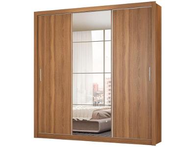 Guarda-roupa Casal com Espelho 3 Portas de Correr 2 Gavetas Demóbile Residence Flex