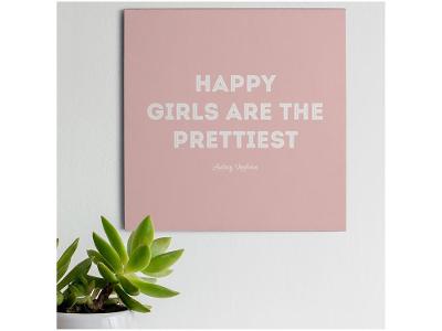 Placa Decorativa MDF Happy Girls 20x20cm