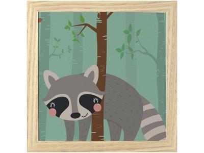 Quadro Decorativo Infantil Guaxinim 23,5x23,5cm