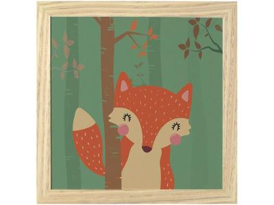 Quadro Decorativo Infantil Raposa 23,5x23,5cm