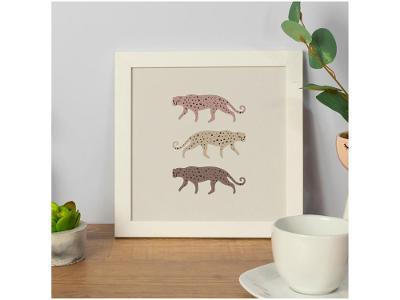 Quadro Decorativo Mid Century Onças 24x24cm