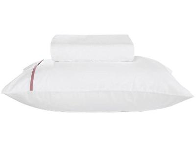 Jogo de Cama Solteiro Karsten 100% Algodão 180 Fios Liam Branco e Rosa 2 Peças
