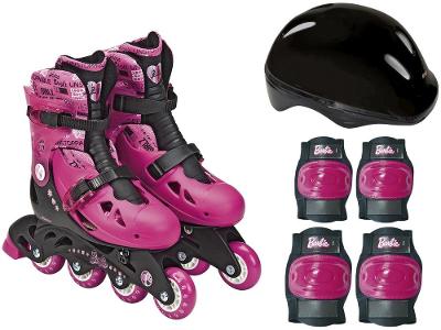 Patins In Line Infantil Barbie Fun Rosa e Preto