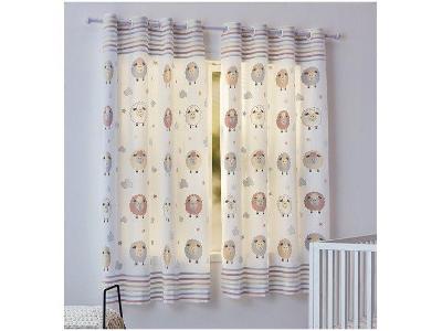Cortina para Quarto Infantil Carneiros Santista - Londres Pompom 2,8x1,8m