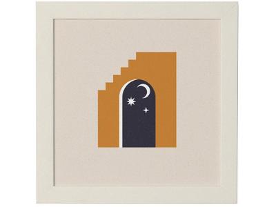 Quadro Decorativo Mid Century Noite 24x24cm