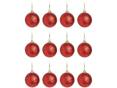 Bola de Natal Vermelho com Glitter 4cm