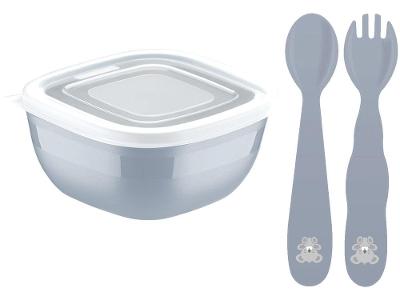 Kit Talher Infantil Tramontina Urso Le Petit Cinza 3 Peças