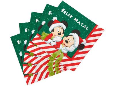 Guardanapo de Natal Minnie e Mickey 16x16cm
