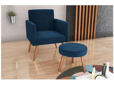 Poltrona Decorativa com Puff Moderno Matrix