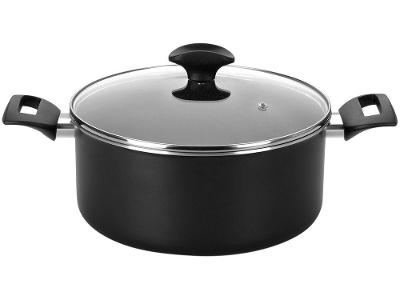Caçarola Multiflon de Alumínio Antiaderente com Tampa Preto 4,7L 24cm Amora