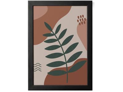 Quadro Decorativo Mid Century Folha 25x35cm