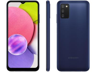 Smartphone Samsung Galaxy A03s 64GB Azul 4GB RAM 6,5" Câm. Tripla + Selfie 5MP Dual Chip