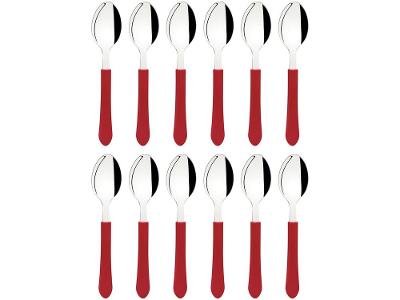 Jogo de Colher Tramontina Leme Vermelho 12 Peças