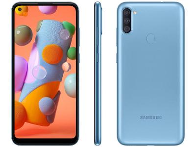 Smartphone Samsung Galaxy A11 64GB Azul 3GB RAM 6,4" Câm. Tripla + Selfie 8MP Dual Chip