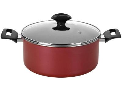 Caçarola Multiflon de Alumínio Antiaderente com  Tampa Vermelho 2,7L 20cm Amora