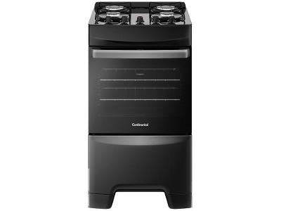 Fogão 4 Bocas Continental Preto Mesa de Vidro FC4GP