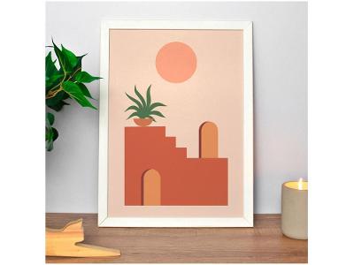 Quadro Decorativo Mid Century Casinha 35x47cm