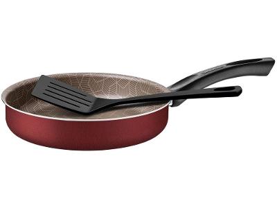 Frigideira Antiaderente Tramontina de Alumínio Paris Vermelha 24cm com Espátula