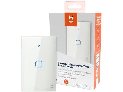 Interruptor Inteligente de Iluminação Touch para Automação HIINT1C Geonav sem Fio Wi-Fi 1 Botão