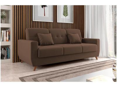 Sofá-cama Casal 3 Lugares com Baú Reclinável Veludo Matrix Pâmela
