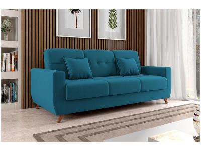 Sofá-cama Casal 3 Lugares com Baú Reclinável Veludo Matrix Pâmela