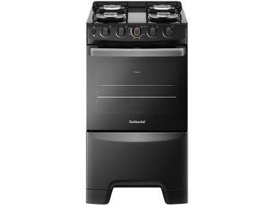 Fogão 4 Bocas Continental Preto Mesa de Vidro FC4FP