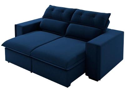Sofá Retrátil Reclinável 3 Lugares Veludo Joly Platinum Qatar Gralha Azul Estofados