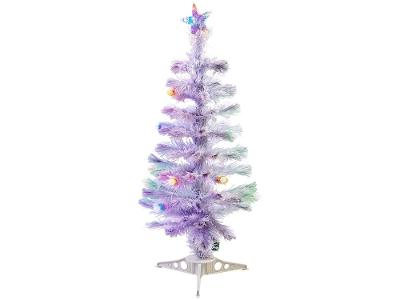 Árvore de Natal Fibra Ótica Branca 90cm com Bolas
