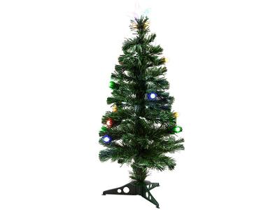 Árvore de Natal Fibra Ótica Verde 90cm com Bolas