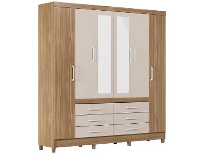 Guarda-roupa Casal com Espelho 6 Portas