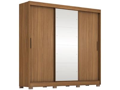 Guarda-roupa Casal com Espelho 3 Portas de Correr 6 Gavetas Demóbile Londres