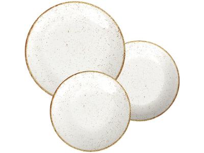 Jogo de Pratos Redondo de Porcelana Marrom