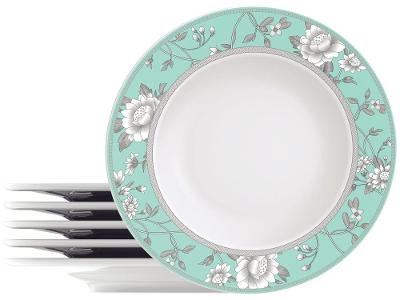 Jogo de Pratos Redondo de Porcelana Verde 