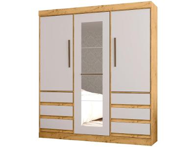 Guarda-roupa Casal com Espelho 3 Portas 6 Gavetas Araplac Maiami