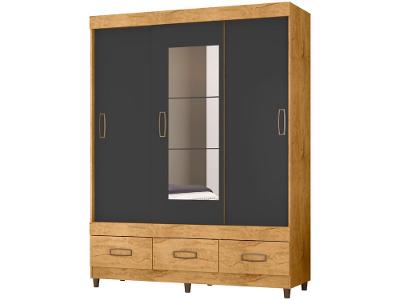 Guarda-roupa Casal com Espelho 3 Portas de Correr 3 Gavetas Araplac Cairo