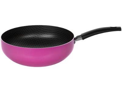 Frigideira Wok Antiaderente Multiflon de Alumínio Color Rosa 24cm